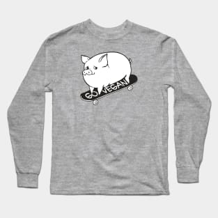 Skateboarding Vegan Pig Long Sleeve T-Shirt